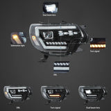 LED Projector Headlights for Toyota Tacoma 2012-2015 Headlight Assembly Vland