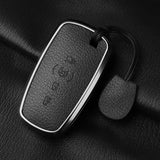 Metal and leather car key case cover for Lincoln Continental Navigator