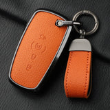 Metal and Leather Car Key Case Cover For Ford