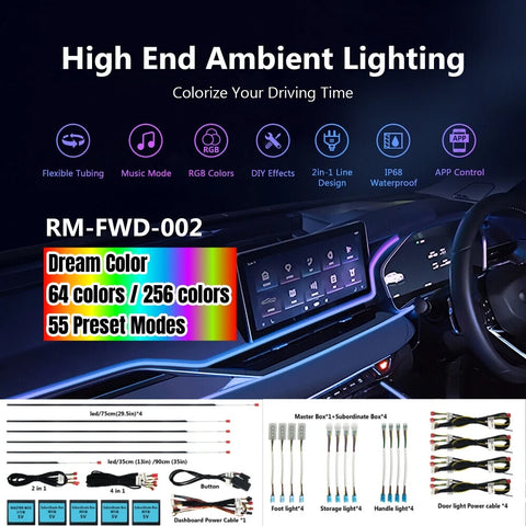 256 RGB LED Ambient Light Kit with Smart App Control LED Ambient Light OEM