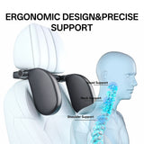 Ergonomic Car Side Sleep Pillow, Durable PVC Leather Memory Foam Headrest Pillow, All-Season Comfort Pillow for Travel Nappin