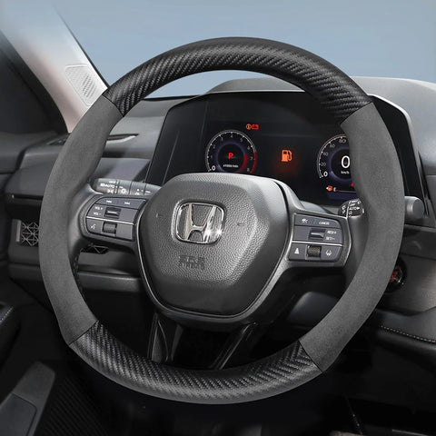 Suede Carbon Fiber Steering Wheel Cover for Honda Car Interior Accessory Hocasen
