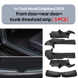 For Tesla New Model 3 Highland 2024 Front Rear Door Sill Pad Door Welcome Pedal Threshold Strip Leather Accessories