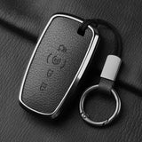 Metal and leather car key case cover for Lincoln Continental Navigator