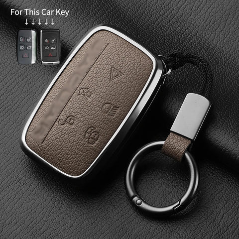 Aluminum Alloy Goatskin Car Key Case Cover for Jaguar JLR Car Key Case Generic