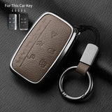 Metal and Leather Car Key Case Cover for Jaguar I-PACE Keychain Accessories Car Interior Accessory OEM