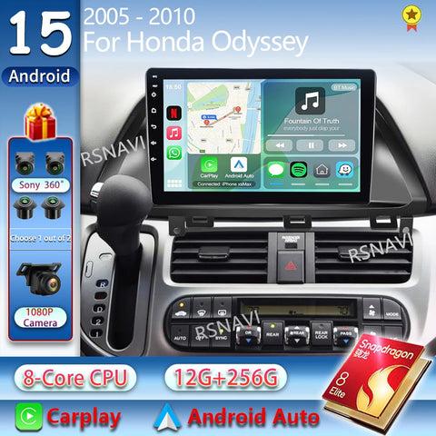 9-Inch QLED Android 15 Multimedia Player for Honda Odyssey Android Head Unit RSNAVI