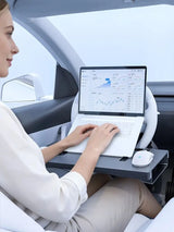 2-in-1 Foldable Car Steering Wheel Desk Tray with Carbon Fiber Design