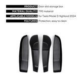 For Tesla Model 3 Highland 2024 Car Door Side Storage Box Front Rear Side TPE Door Storage Organizer Tray Interior Accessorie