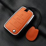Aluminum Alloy Goatskin Car Key Case Cover For VW Golf 7 mk7 Skoda Octavia A7 Tiguan MK2 SEAT Ateca Leon FR 2 Ibiza