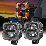 Square LED Work Light 12V 24V For Car Offroad Motorcycle Driving Fog Lamp Light Bar With Angel Eyes Spotlights Auxiliary Ligh
