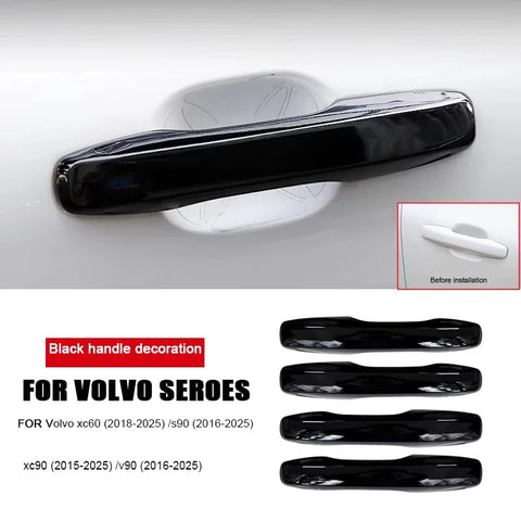 Black Door Handle Covers for Volvo XC60 V90 XC90 Car Interior Accessory LINGLUYANG
