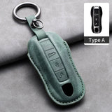 Car Key Case Cover Shell For Porsche Panamera Spyder Carrera Macan Cayman Cayenne 911 970 981 991 Leather Car Keychain