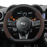 Mocha Suede Carbon Fiber Steering Cover for Alfa Romeo