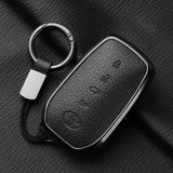 Metal And Goatskin Car Key Case Cover For Toyota Sequoia Cross Fortuner Prius Venza Alphard Vellfire Sienna Tundra Mirai Yaris