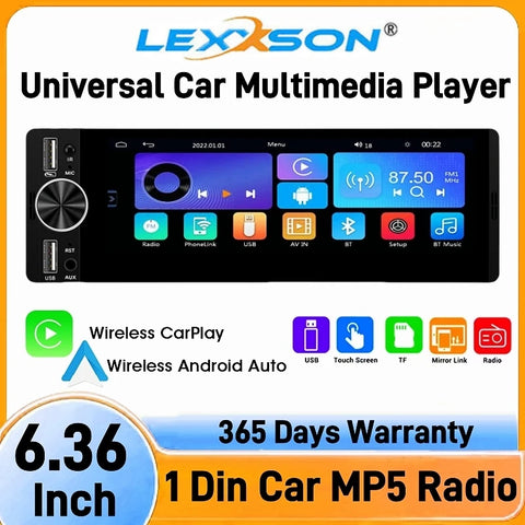 6.36-inch Single Din Multimedia Receiver for Universal Vehicles Android Head Unit LEXXSON
