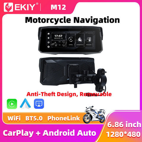 6.86 inch Wireless CarPlay GPS for Universal Motorcycle Android Head Unit EKIY