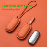 Leather Car Smart Key For Li Lixiang L7 L8 2022 2023 Fob Case Cover For Leading Ideal One Li Auto L9 Keychain Key Accessories