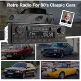 Retro Style 1Din MP3 Radio Bluetooth 5.1 EQ Fast Charge Car Interior Accessory AKAMATE