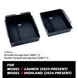 for Tesla New Model Y Launch Juniper 2025 and 3 Highland 2024 Console Armrest Storage Organizer Interior Storage Box Accessorie