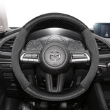 Suede Carbon Fiber Steering Wheel Cover for Mazda 3 CX-5 Car Interior Accessory Hocasen