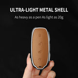 Metal and Leather Car Key Case Cover For BYD Denza D9 DM-i 2022 2023 N7 N8 Auto Keychain Protect Set Car Key Case OEM