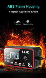 12V 8A Smart Car Battery Charger Automatic Start Fast Charger Pulse Repair Motorcycle Truck Battery Charger GEL Lead Acid