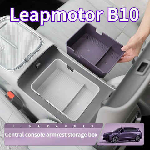 For Leapmotor B10 Center Console Armrest Storage Box Original Car Color Non-Slip Dustproof Storage Armrest Organizer Tray Car
