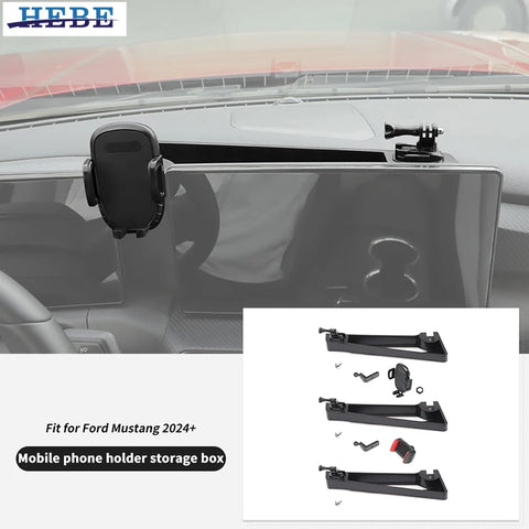 Console Phone Holder Storage Box For Ford Mustang 2024 Car Interior Accessory HEBE