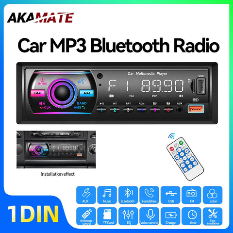 Universal 1Din Bluetooth MP3 Player Radio Stereo Car Interior Accessory AKAMATE