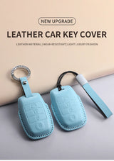 Leather Car Remote Key Case Cover Shell for KIA Models Car Key Cover NONE (OEM)