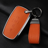 Metal and leather car key case cover for Lincoln Continental Navigator