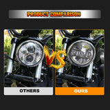Black 5.75Inch Motorcycle Projector Led Headlight 5.75" H4 Headlamp With DRL For Harley Bike For Sportsters XL XG XR VRSCD Dyna