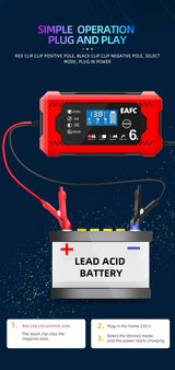 Battery Repair LCD Display 6A 12V Intelligent Car Battery Charger Car and Motorcycle Battery Charging Unit Lead-Acid