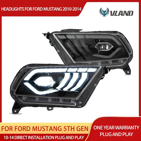 LED Projector Headlights for Ford Mustang 2010-2014 LED Ambient Light Vland