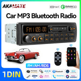 Retro Style 1Din MP3 Car Radio Bluetooth QC3.0 Fast Charge Car Interior Accessory AKAMATE