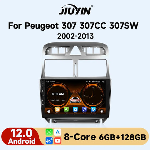 Android 12 Multimedia Head Unit for Peugeot 307 2002–2013 Android Head Unit JIUYIN