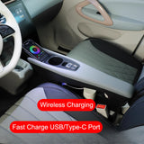 For Leapmotor T03 20-25 Central Console Armrest Box Leather Storage Box Wireless Charging Handrest Organizer with Cup holder