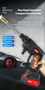 Cordless High Pressure Car Wash Washer Gun 40WH/80WH Electric Water Gun Machine