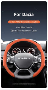 Premium Suede Snap-On Steering Wheel Cover for Dacia Car Interior Accessory Hocasen