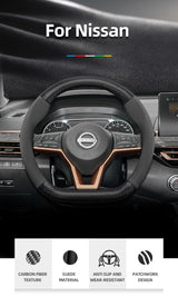 Suede Carbon Fiber Steering Cover for Nissan Car Interior Accessory Hocasen