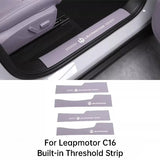 For Leapmotor C10 C16 Car Leather Door Sill Strip Welcome Pedal Anti Kick Pad Scratch-resistant Sticker Interior Accessories