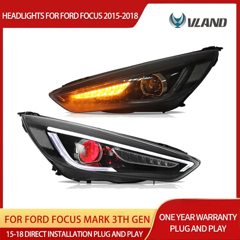 Dual Beam Headlights for Ford Focus 15-18 Headlight Assembly Vland