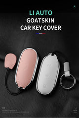 Metal and Leather Car Key Case Cover for Li Auto L7 L8 L9 Max Leading Ideal Li Auto 2023 2024 Car Interior Accessory OEM
