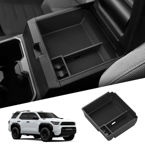 Toyota 4Runner 2025 Center Console Armrest Storage Box Car Tray ABS Organizers Tidying Interior Accessories Black Dashcam | P