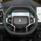 Snap-On Suede Steering Wheel Cover for Jetour X70 Car Interior Accessory Hocasen Green 2-Piece Set