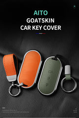 Aluminum Alloy Goatskin Car Key Case Cover For HUAWEI Aito M5 M7 2022 Car Key Case Protect Fob Car Interior Accessory OEM