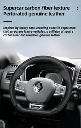Renault Breathable Leather Steering Wheel Cover Black Red