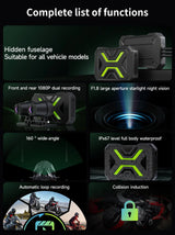 1080P Dual Channel Motorcycle Dashcam with Night Vision