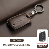 Leather Car Key Case Cover For Volkswagen Golf 7 MK7 Jetta Lavida Keychain Cover